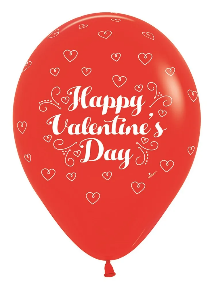 11 inch Sempertex Valentine's Day Doodles  Latex Balloons All Over Print 50ct