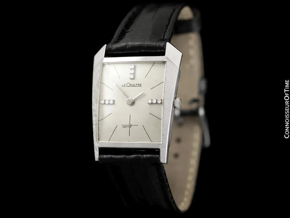 1962 Jaeger-LeCoultre Vintage Mens Asymmetrical Watch - 14K White Gold & Diamonds