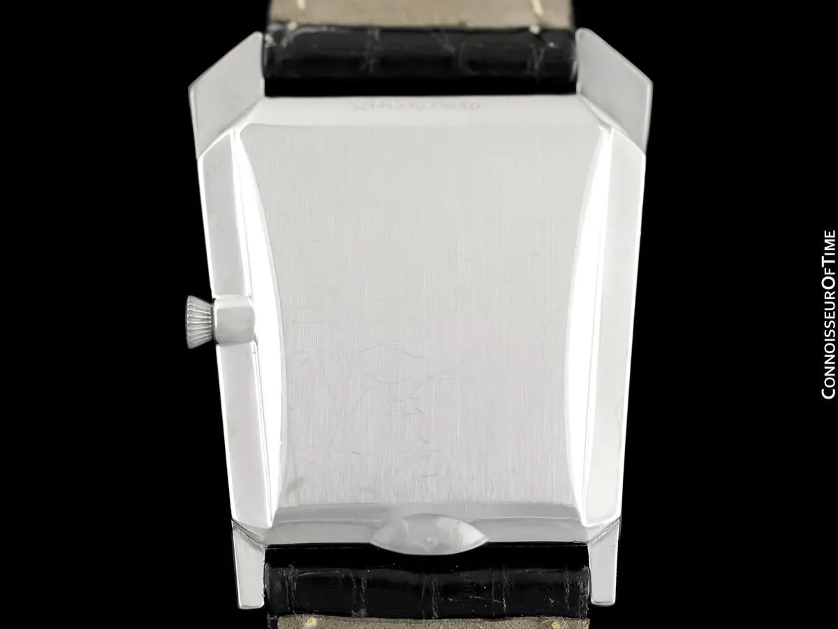 1962 Jaeger-LeCoultre Vintage Mens Asymmetrical Watch - 14K White Gold & Diamonds