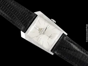 1965 Jaeger-LeCoultre Vintage Mens Asymmetrical Watch - 14K White Gold & Diamonds