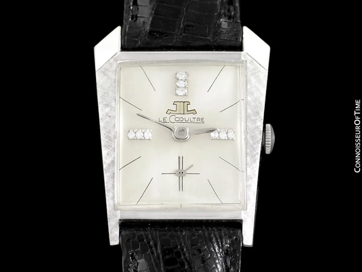 1965 Jaeger-LeCoultre Vintage Mens Asymmetrical Watch - 14K White Gold & Diamonds