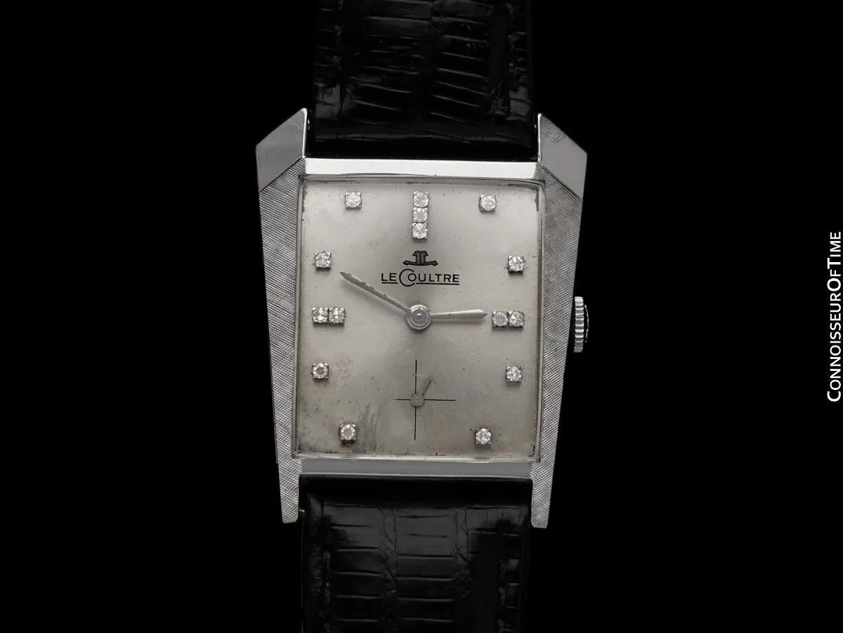 1971 Jaeger-LeCoultre Vintage Mens Asymmetrical Watch - 14K White Gold & Diamonds