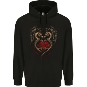 2 Fantasy Dragons in a Heart Shape Gothic Goth Childrens Kids Hoodie