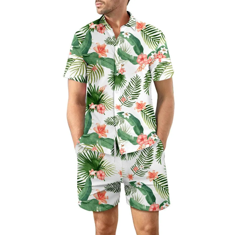 2Pcs Printed Beach Shirt