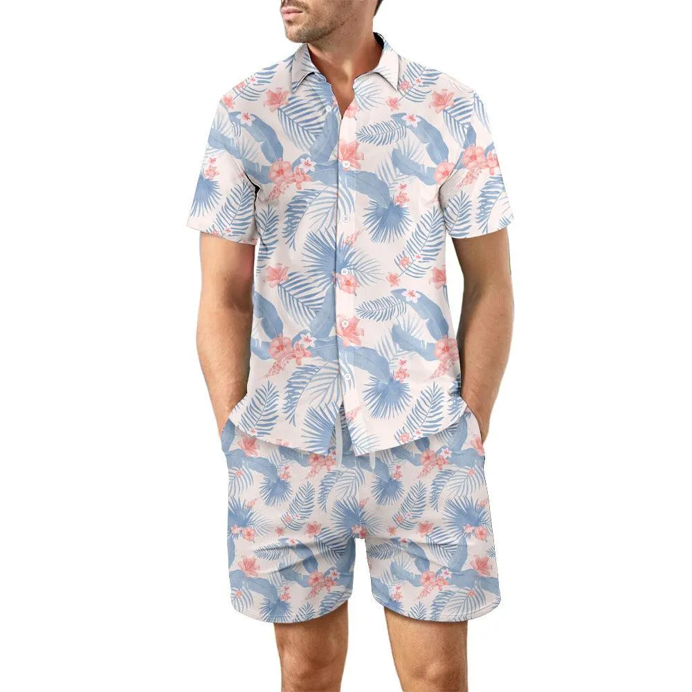 2Pcs Printed Beach Shirt