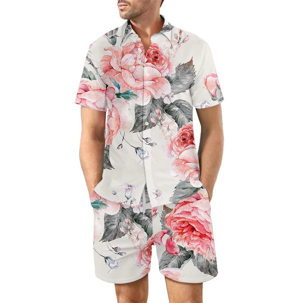 2Pcs Printed Beach Shirt