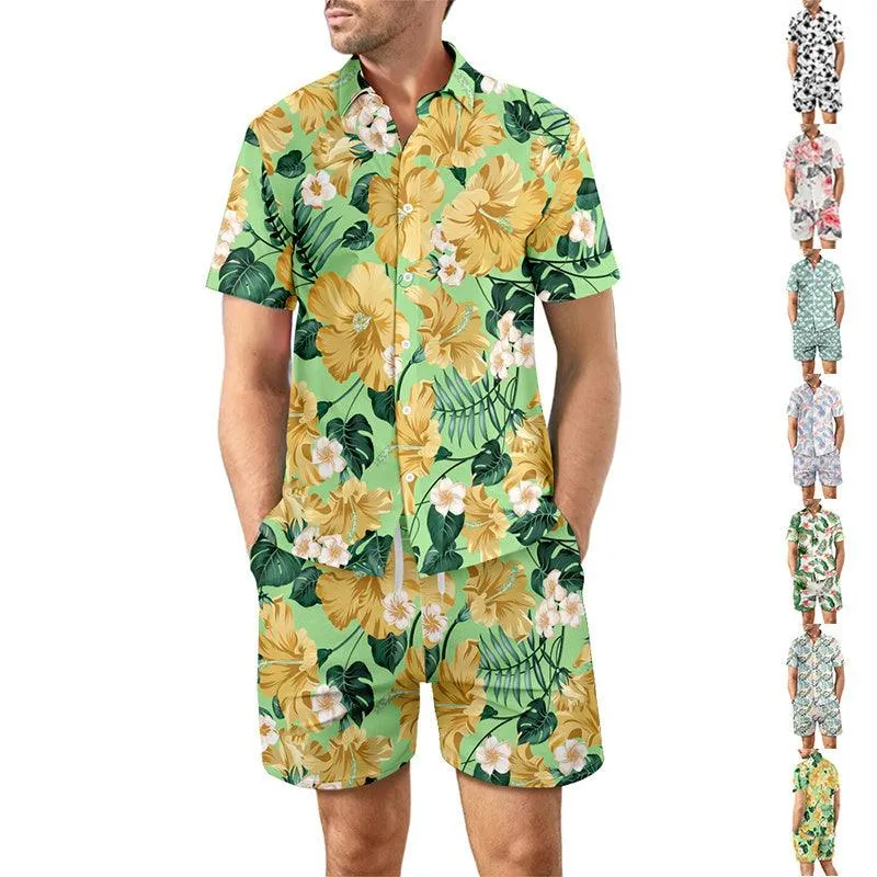 2Pcs Printed Beach Shirt