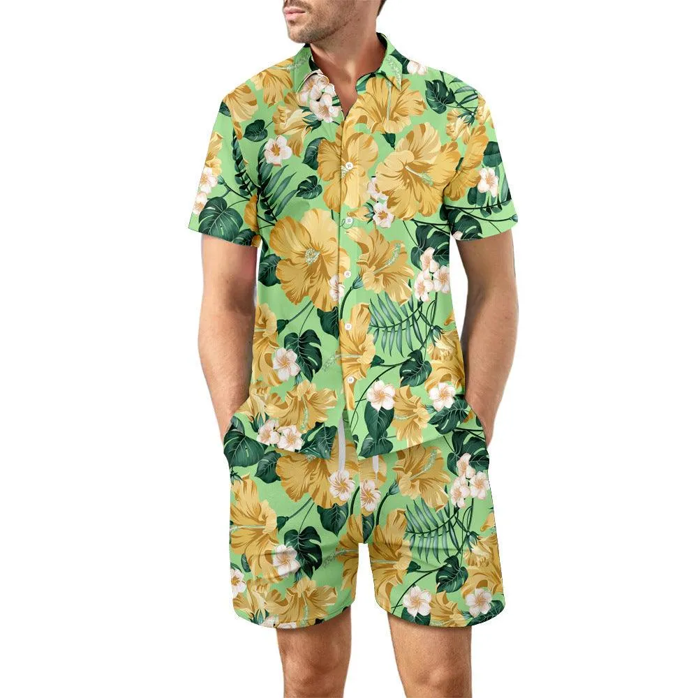 2Pcs Printed Beach Shirt