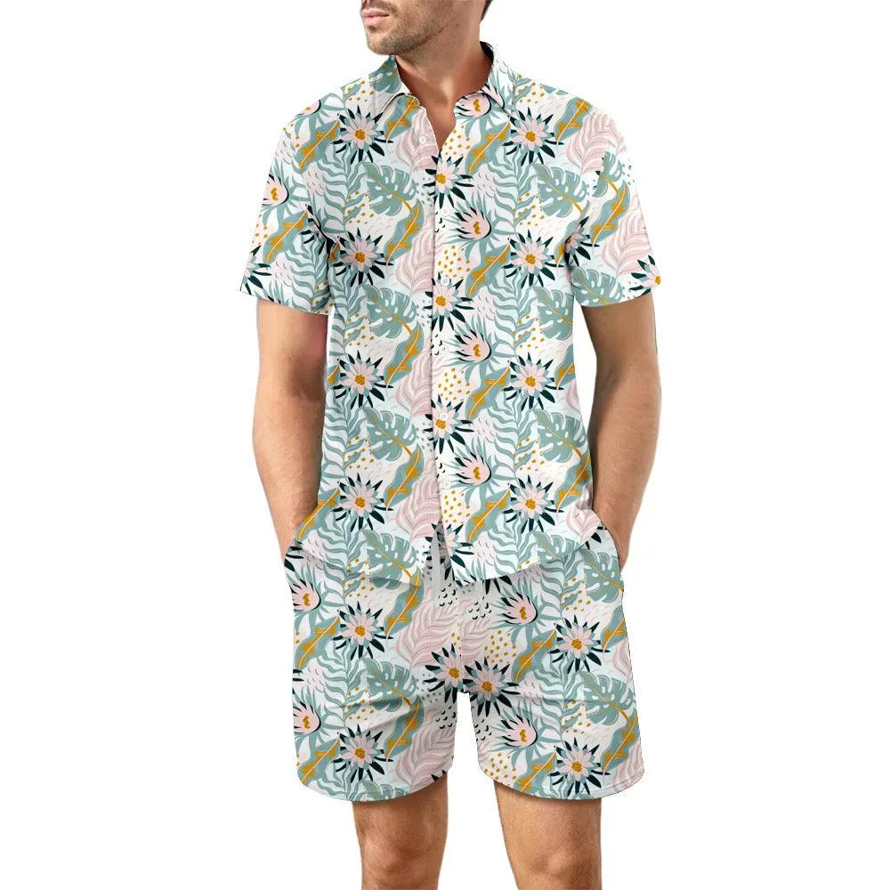 2Pcs Printed Beach Shirt