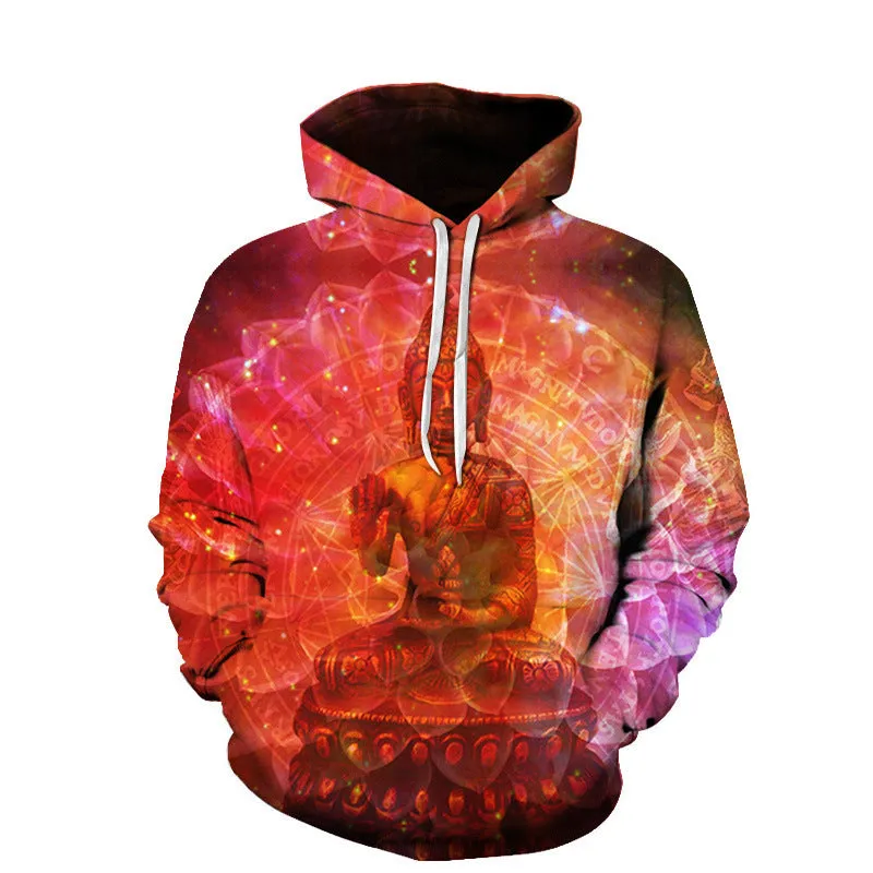 3D Digital Printing Plus Size long-sleeved Hooded Sweatshirt