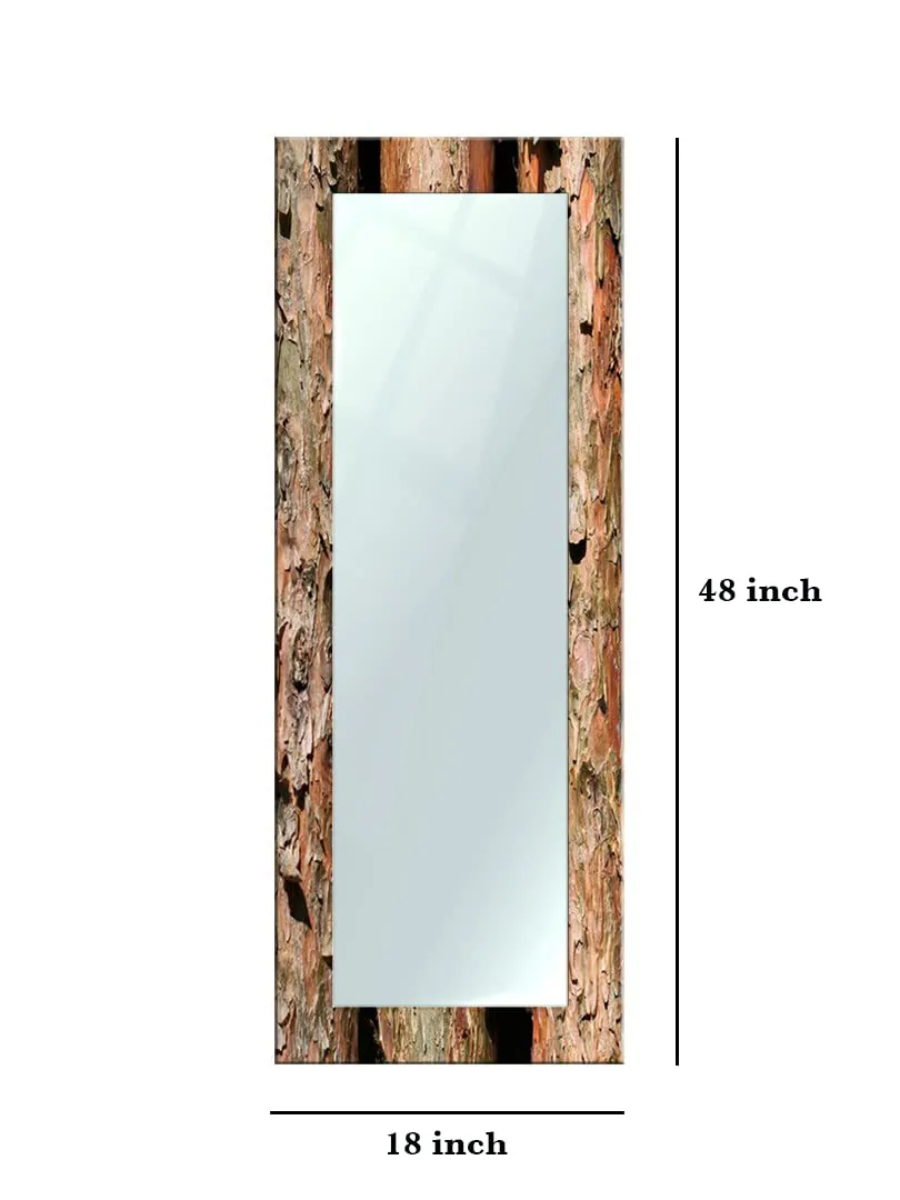 999STORE Printed Dressing Mirror for Bedroom Full Length Bedroom Mirror Full Length Brown Wood Pattern Mirror 5 feet (MDF_18X48 Inches) MirrorBMP128