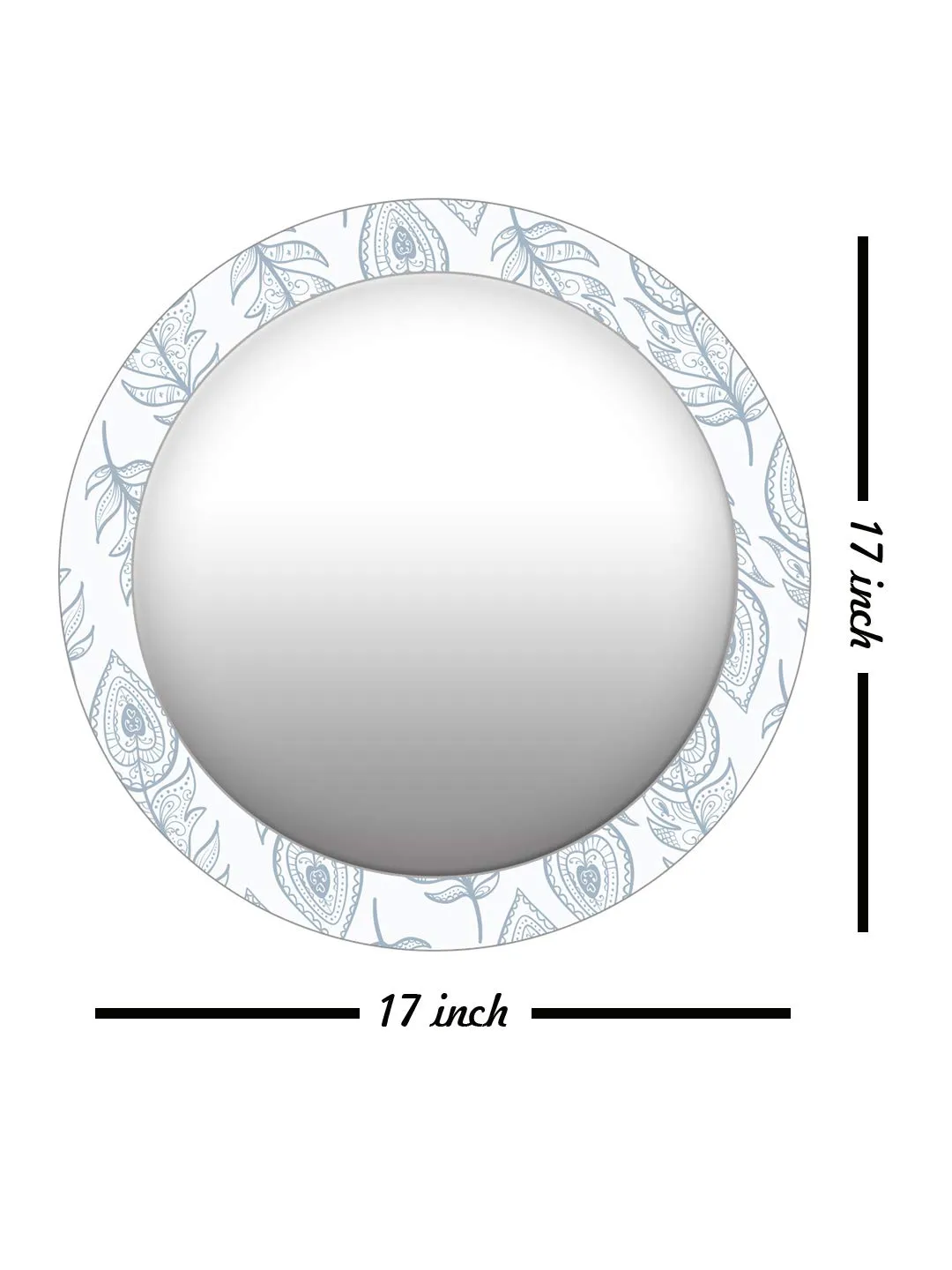 999STORE Printed Shave Mirror Decorate Items for Home White and Grey Leaves Round Mirror (MDF_17X17 Inch_Multi) MirrorRSZ1002