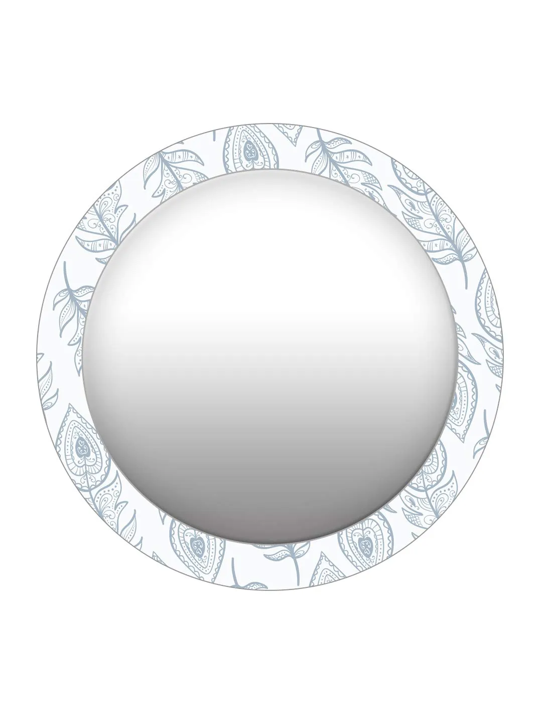 999STORE Printed Shave Mirror Decorate Items for Home White and Grey Leaves Round Mirror (MDF_17X17 Inch_Multi) MirrorRSZ1002