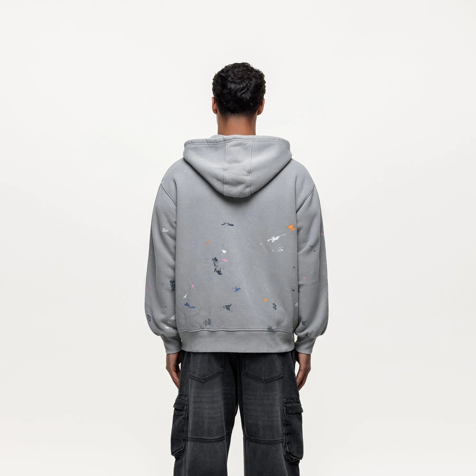 Abstract Washed Grey Paint Hoodie (Final Sale)