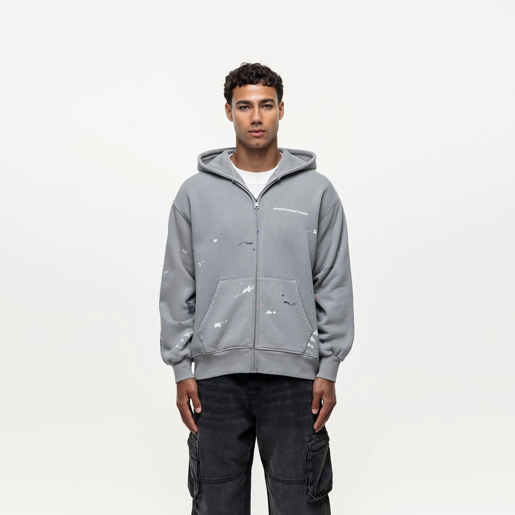 Abstract Washed Grey Paint Hoodie (Final Sale)