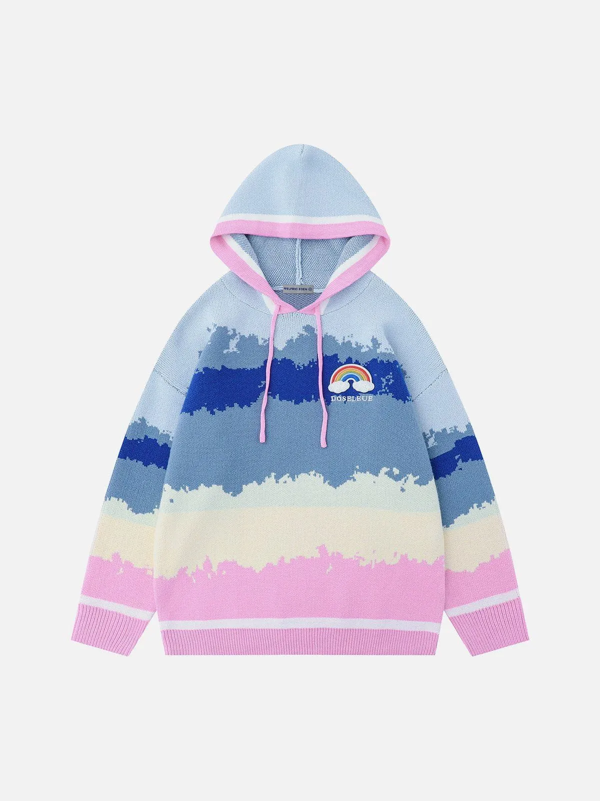 Aelfric Eden Colorful Stripe Embroidery Rainbow Hoodie