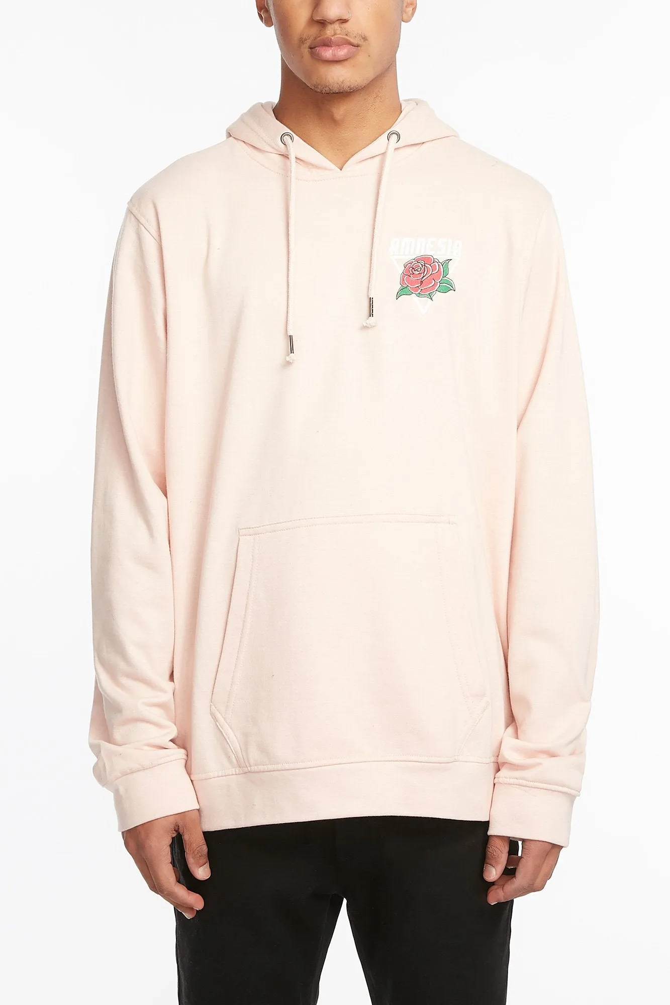 Amnesia Guys Roses Print Popover Hoodie