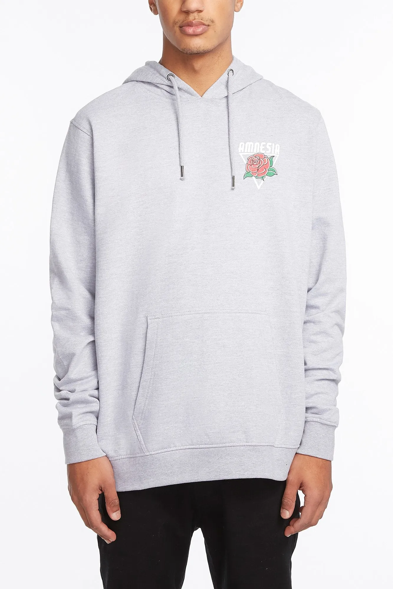 Amnesia Guys Roses Print Popover Hoodie