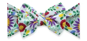 Baby Bling De Flores Printed Knot Headband - White