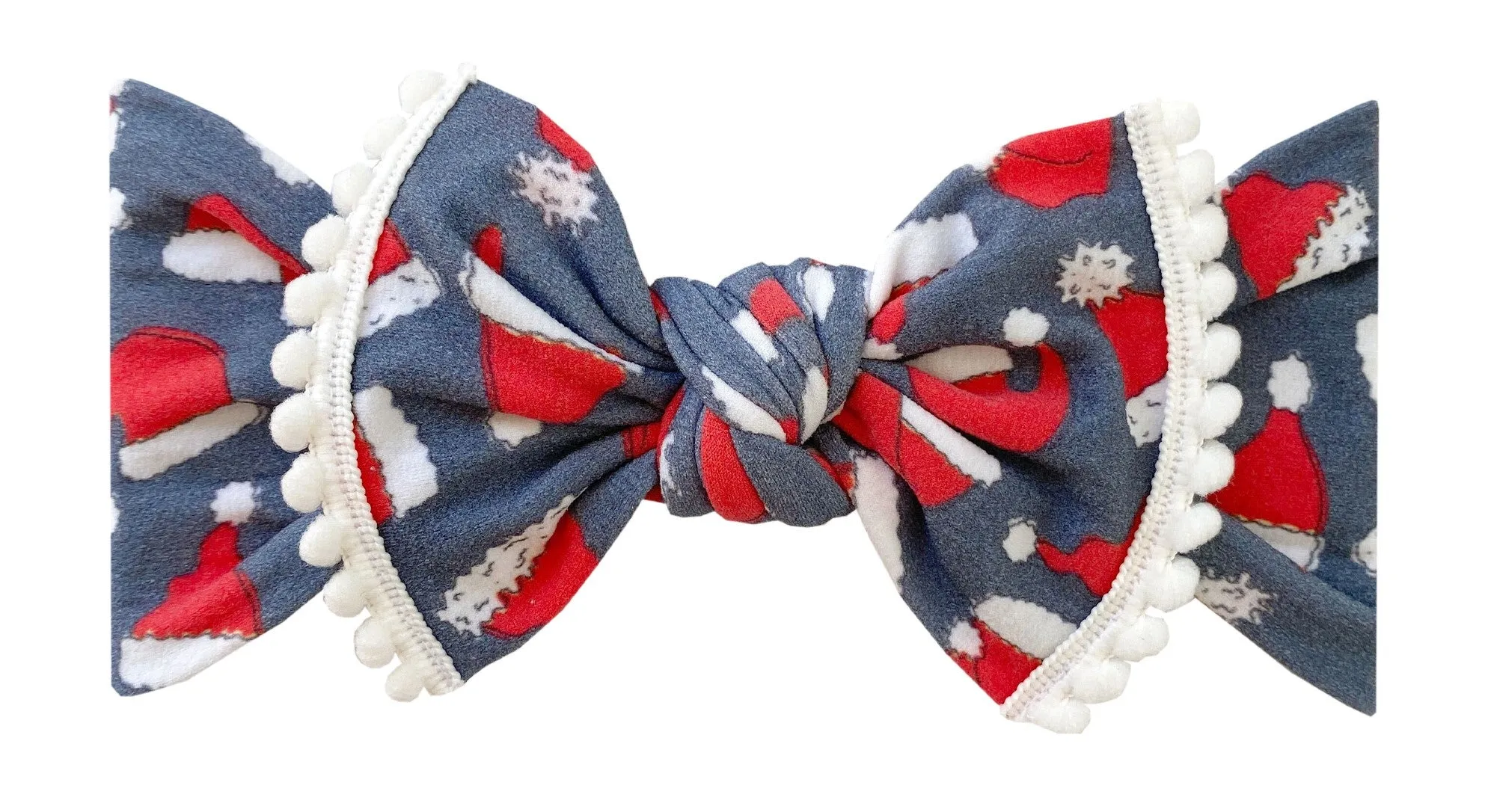 Baby Bling Ho-Ho Bow Trimmed Printed Knot Headband