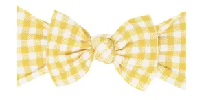 Baby Bling Mustard Gingham Printed Knot Headband