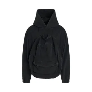 Bag Shaped Craft Denim Hoodie in Black