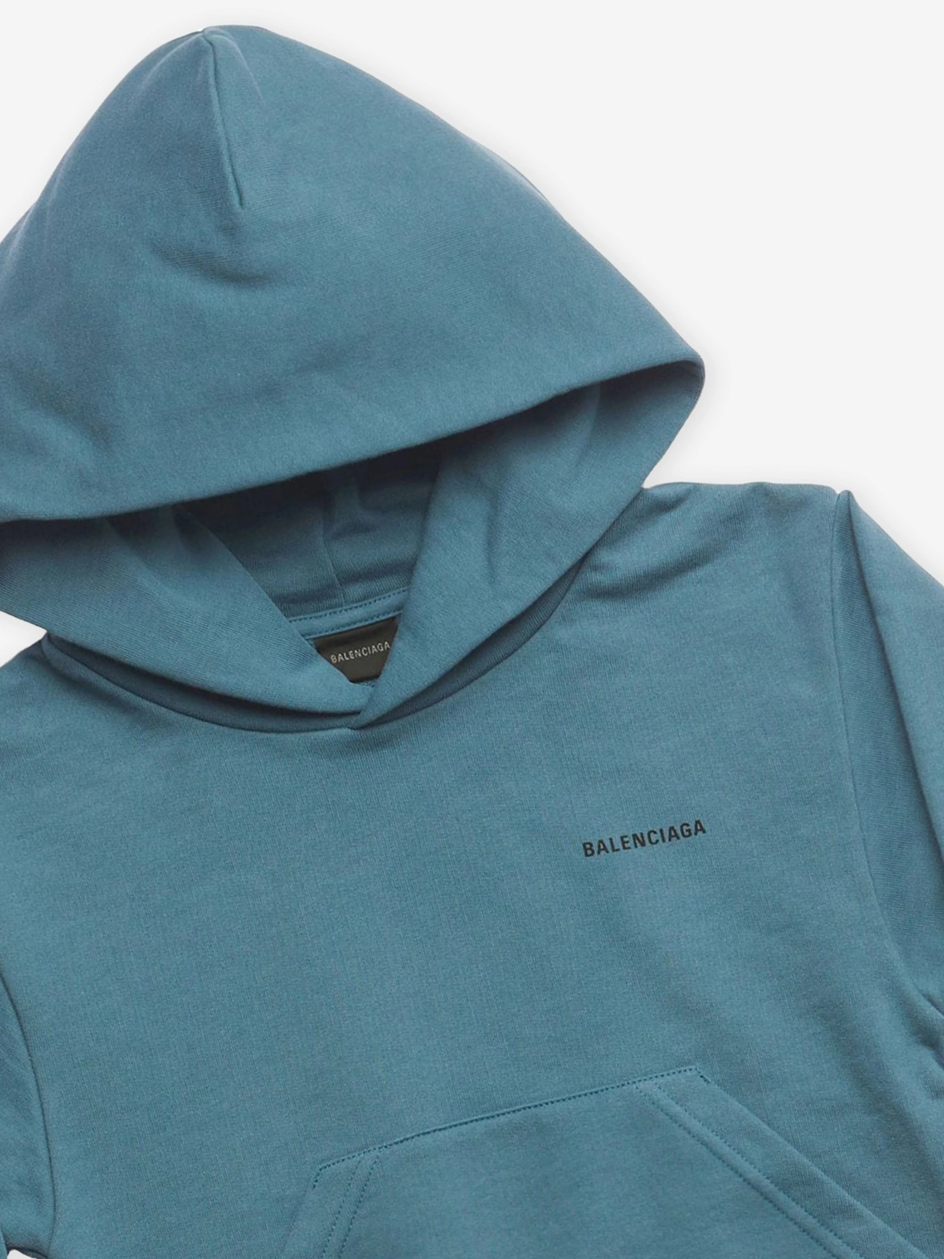 Balenciaga Kids Logo Hoodie in Teal