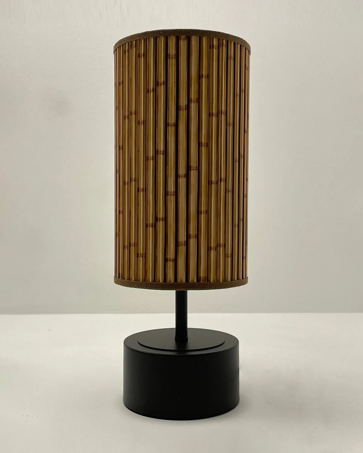 Bamboo Printed Stick Shade, Touch Lamp, Black Base