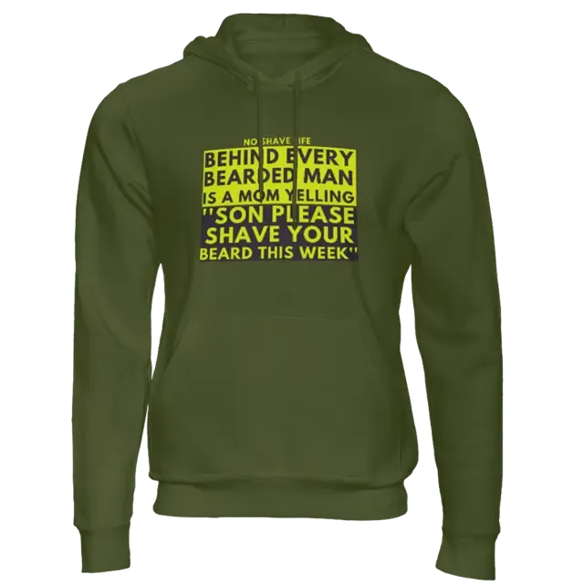 Behind Every Bearded Man Military Green Men's Hoodie