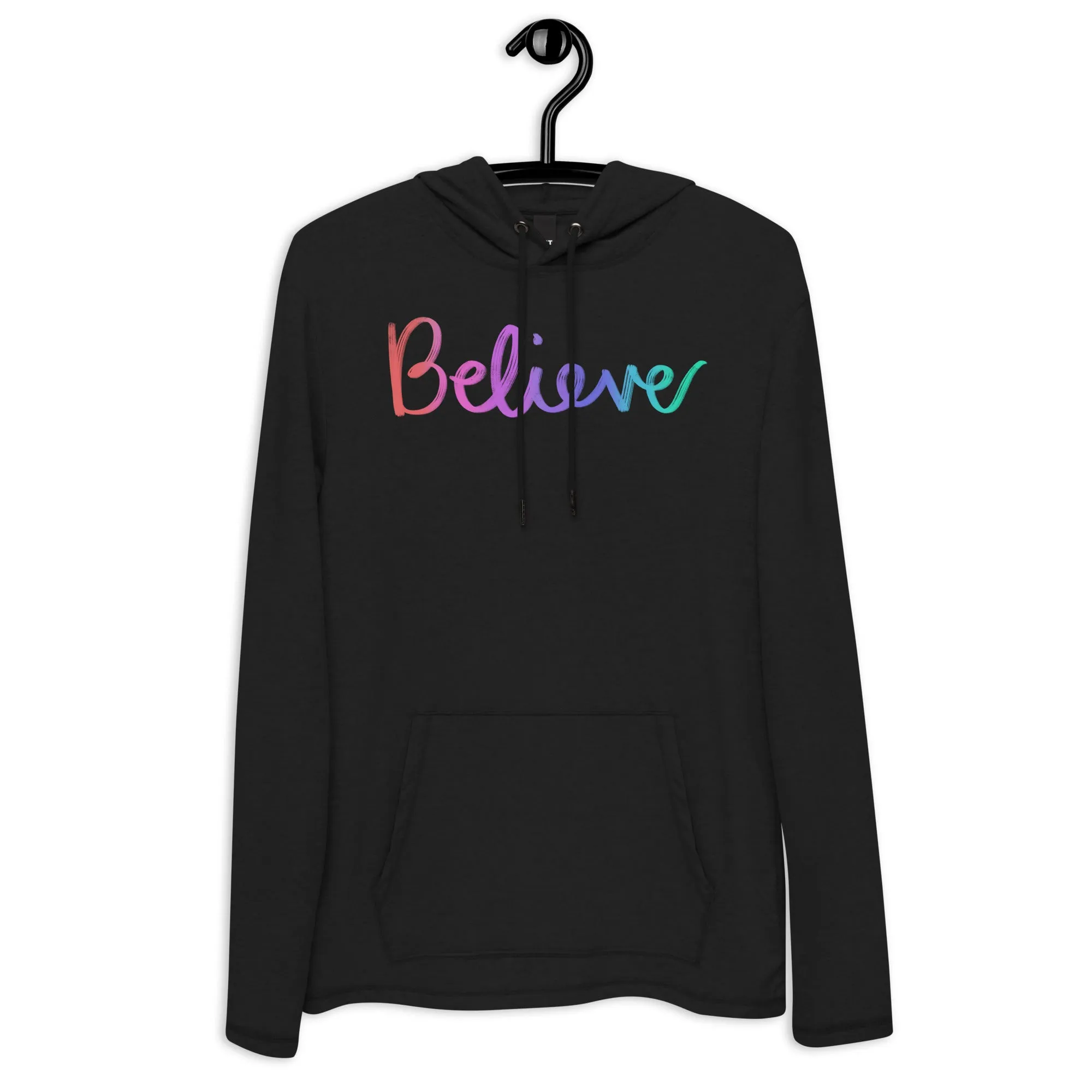 Believe Colorful - Unisex Lightweight Hoodie, comfy, soft, multi-colored, pastel