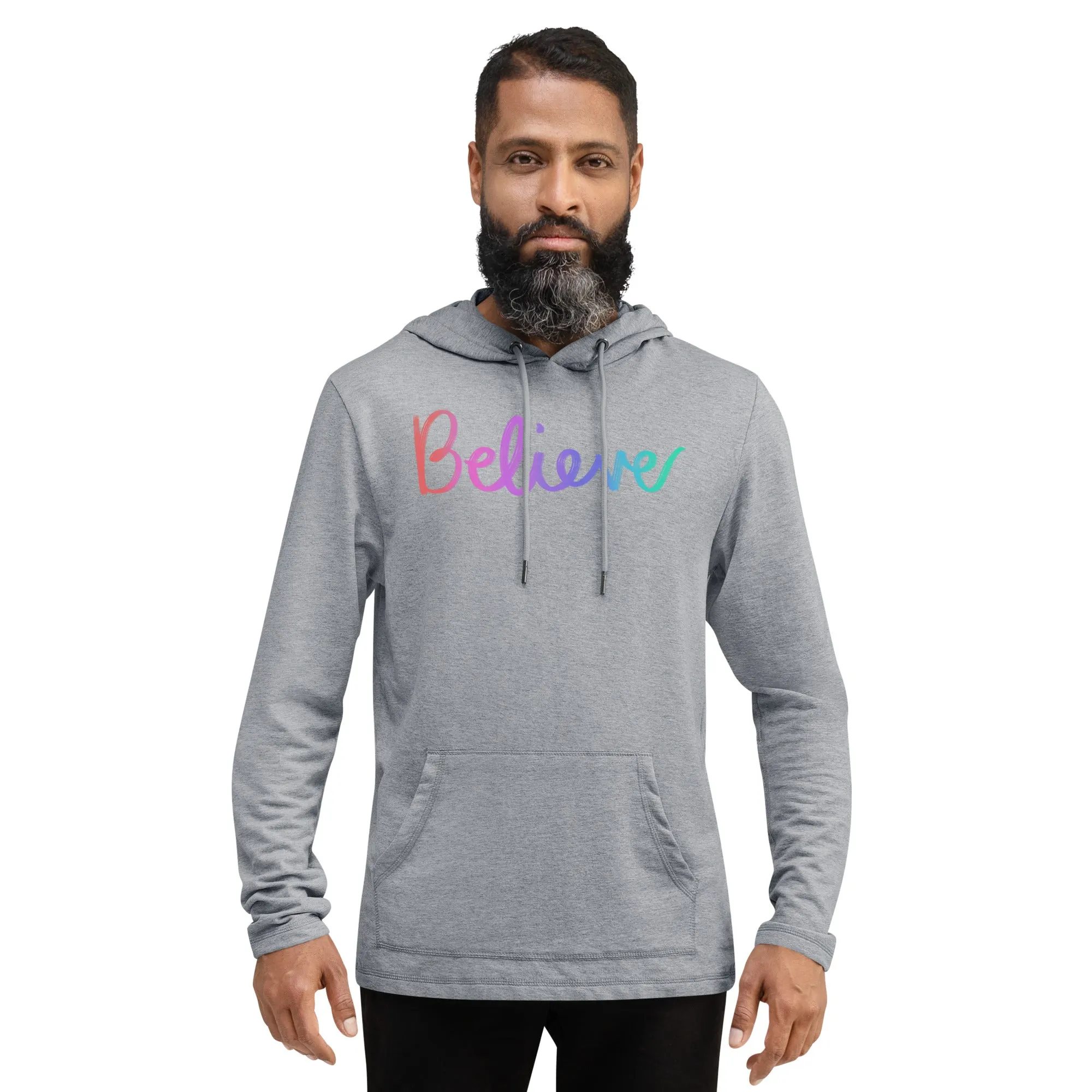 Believe Colorful - Unisex Lightweight Hoodie, comfy, soft, multi-colored, pastel