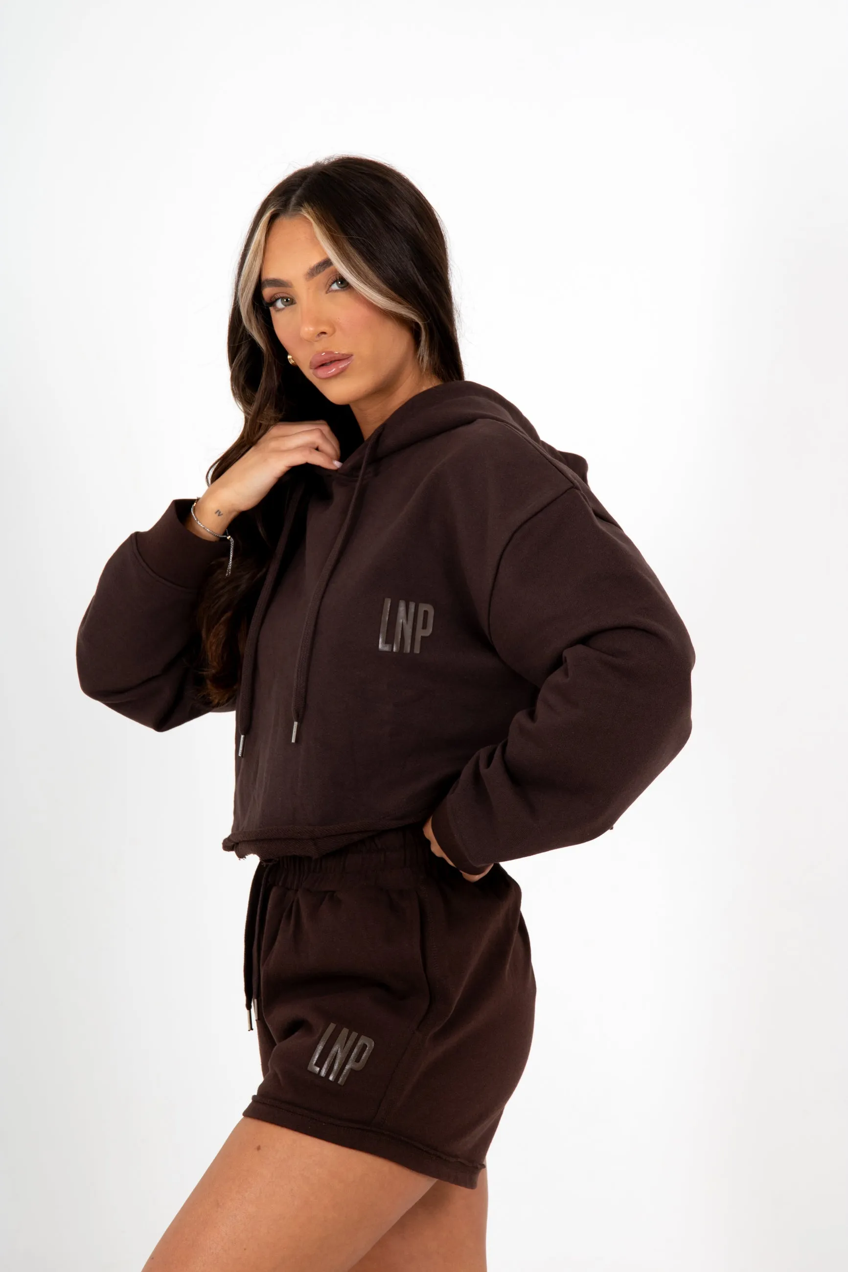 Brown LNP Essential Cropped Hoodie