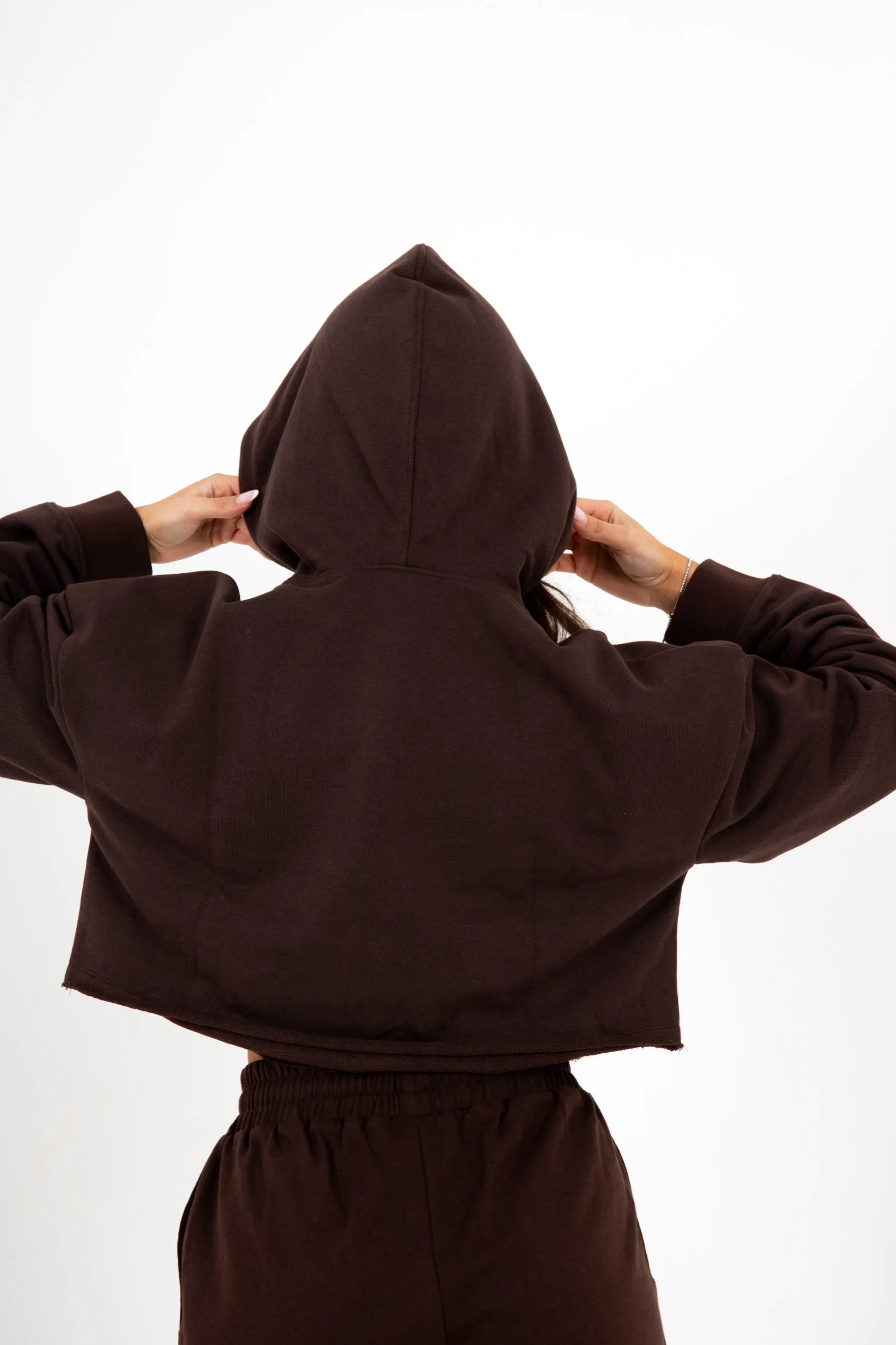 Brown LNP Essential Cropped Hoodie