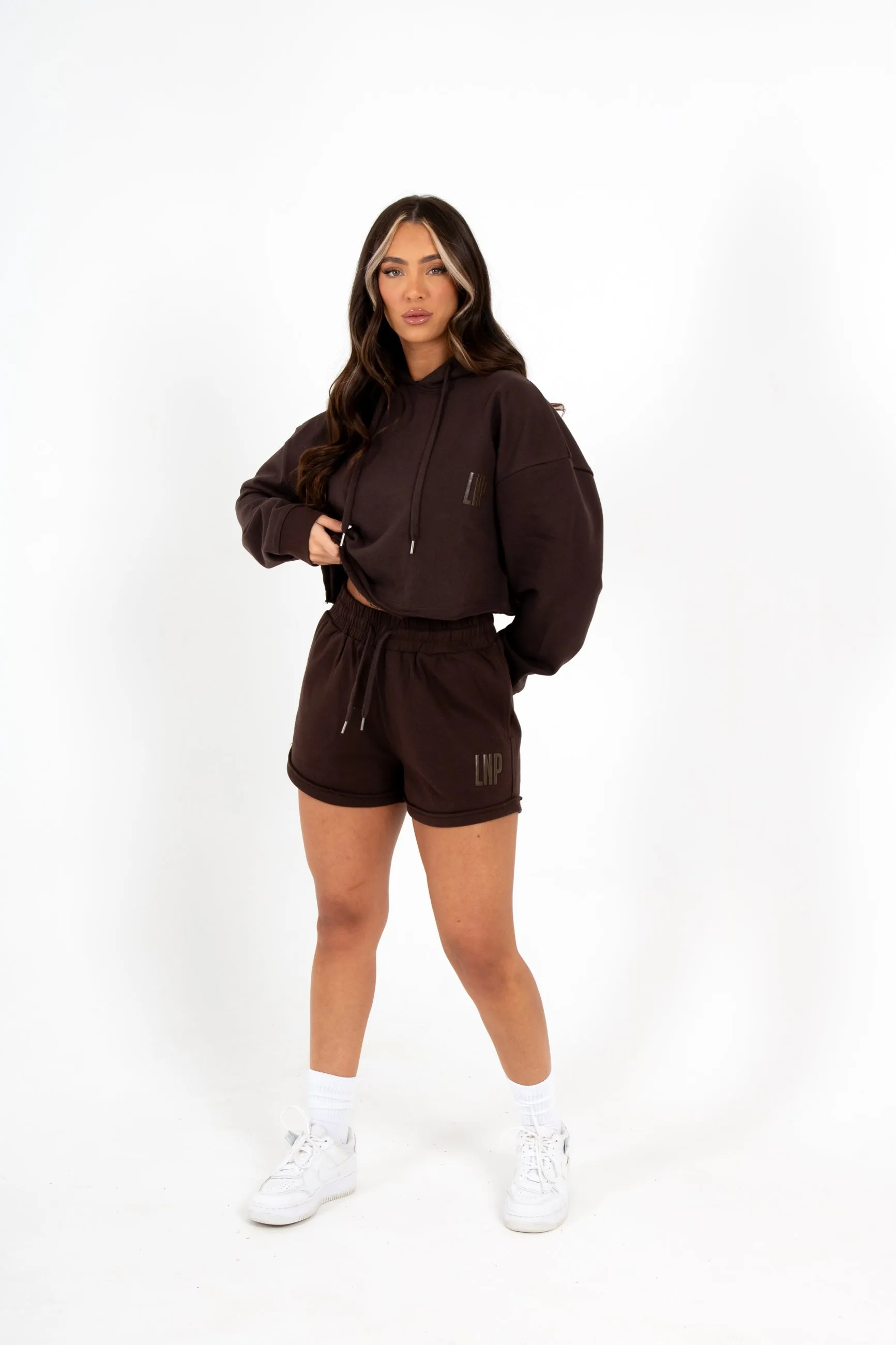 Brown LNP Essential Cropped Hoodie