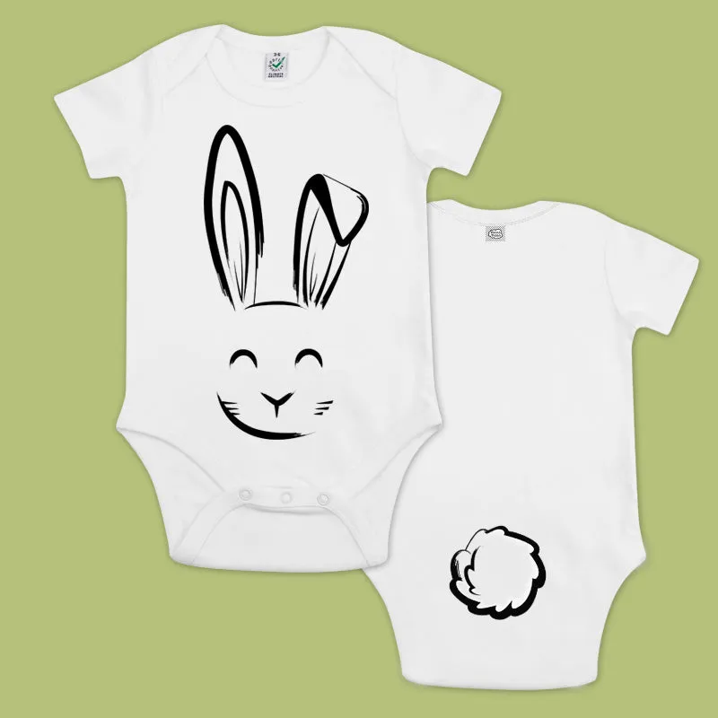 Bunny Organic Cotton Baby Bodysuit - Short Sleeves