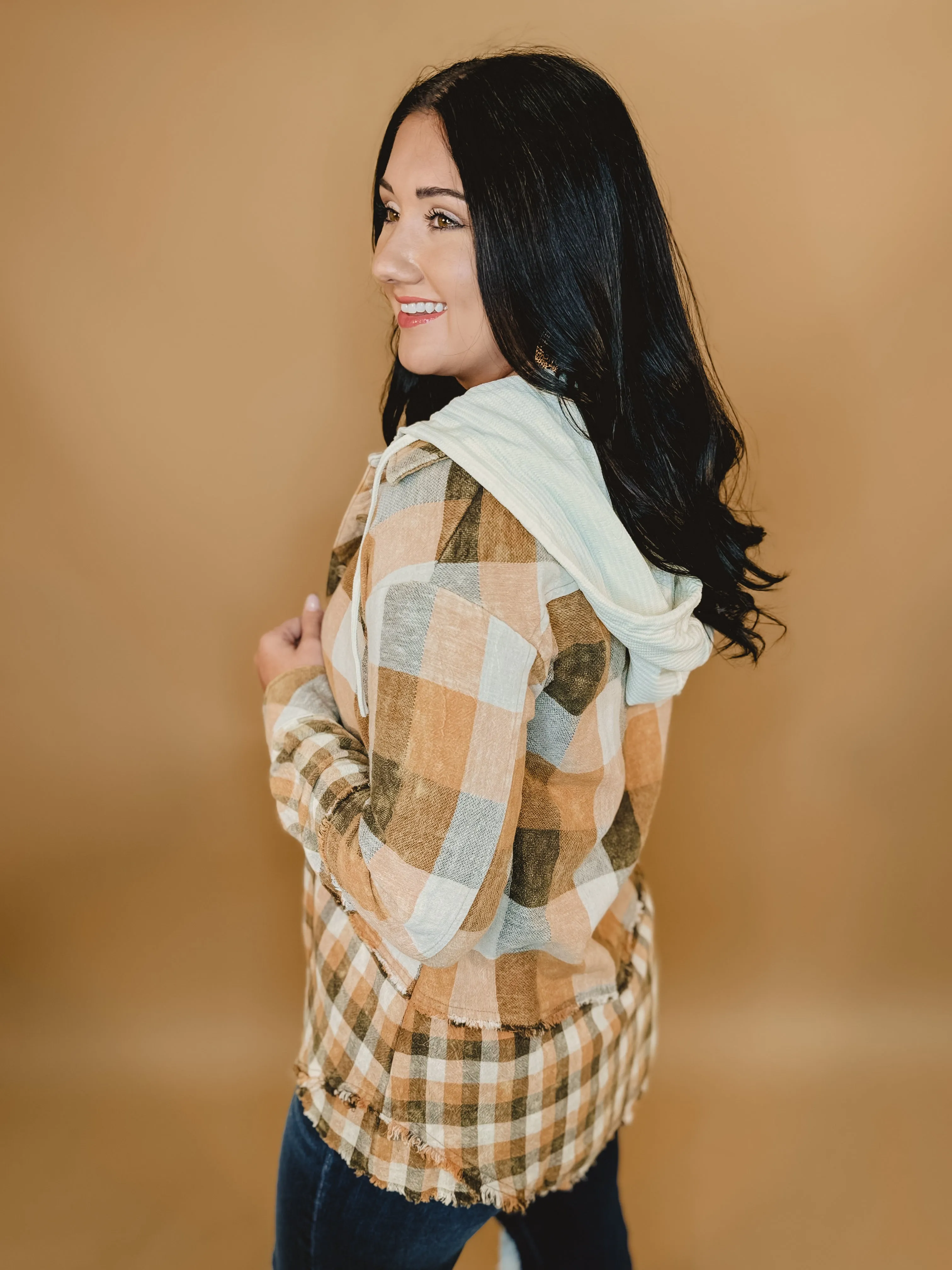 Checkered Hoodie Jacket - Pumpkin/Rust