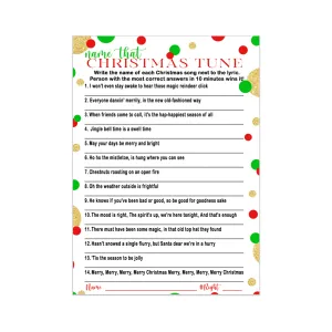 Christmas Party Trivia Game - Fun Activity for Adults - Movie & Song Questions - 25 Guests