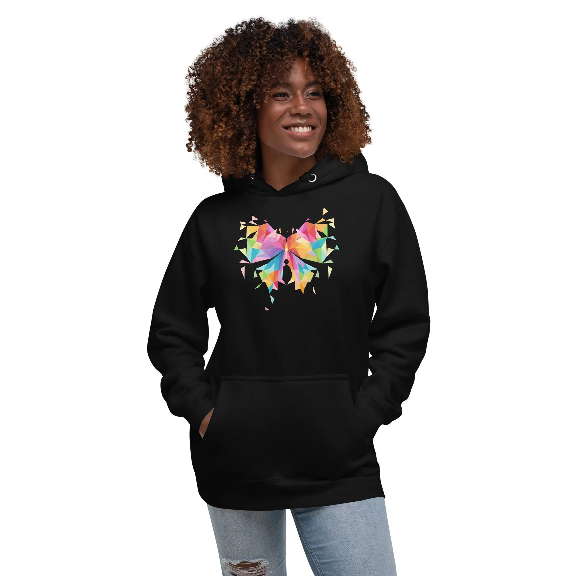 Colorful Butterfly Geometric - Unisex Hoodie, comfy, soft, fun, cute