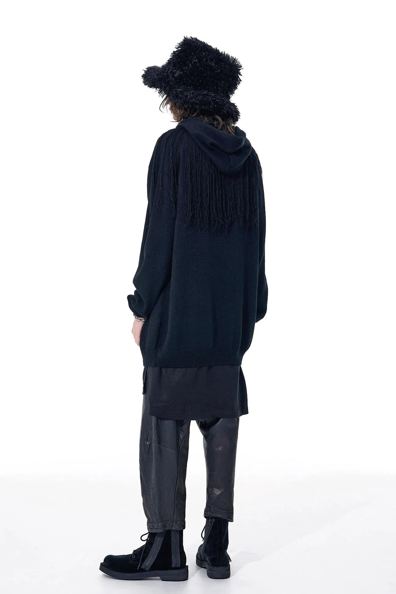 CORPILON BULKY WOOL FRINGE KNIT PARKA