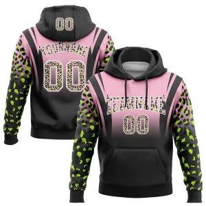 Custom Stitched Light Pink Black-White Fade Fashion Leopard Print Sports Pullover Sweatshirt Hoodie