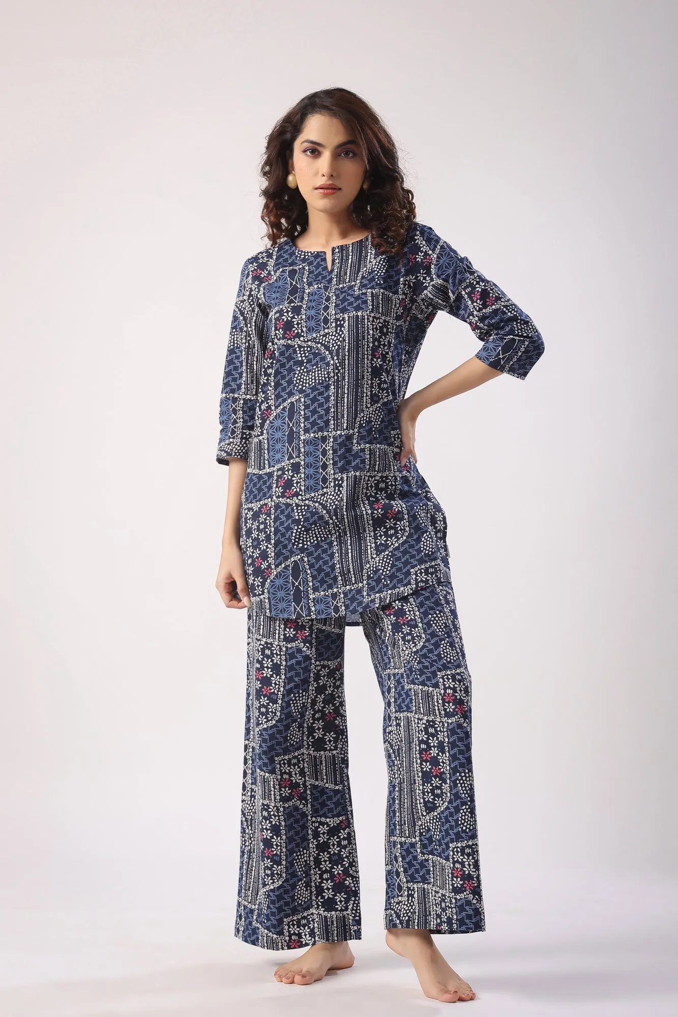 Doodle Art on Blue Lounge Co-ord Set