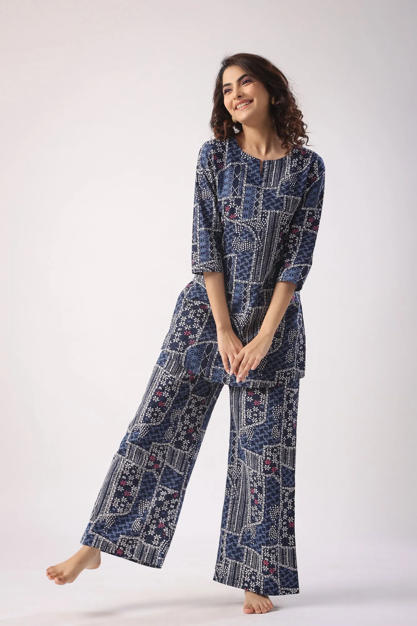 Doodle Art on Blue Lounge Co-ord Set