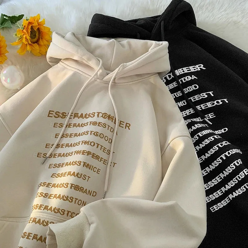 Fashion Baggy Letter Print Casual Unisex Hoodie