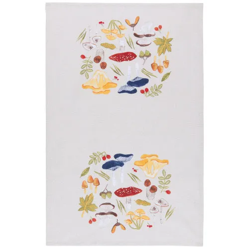 Field Mushrooms Printed Tea Towel