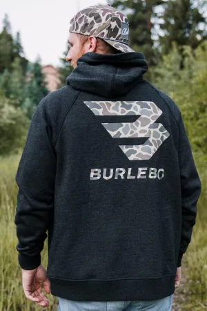 Fleece Hoodie - Camo Signature Logo - Heather Black