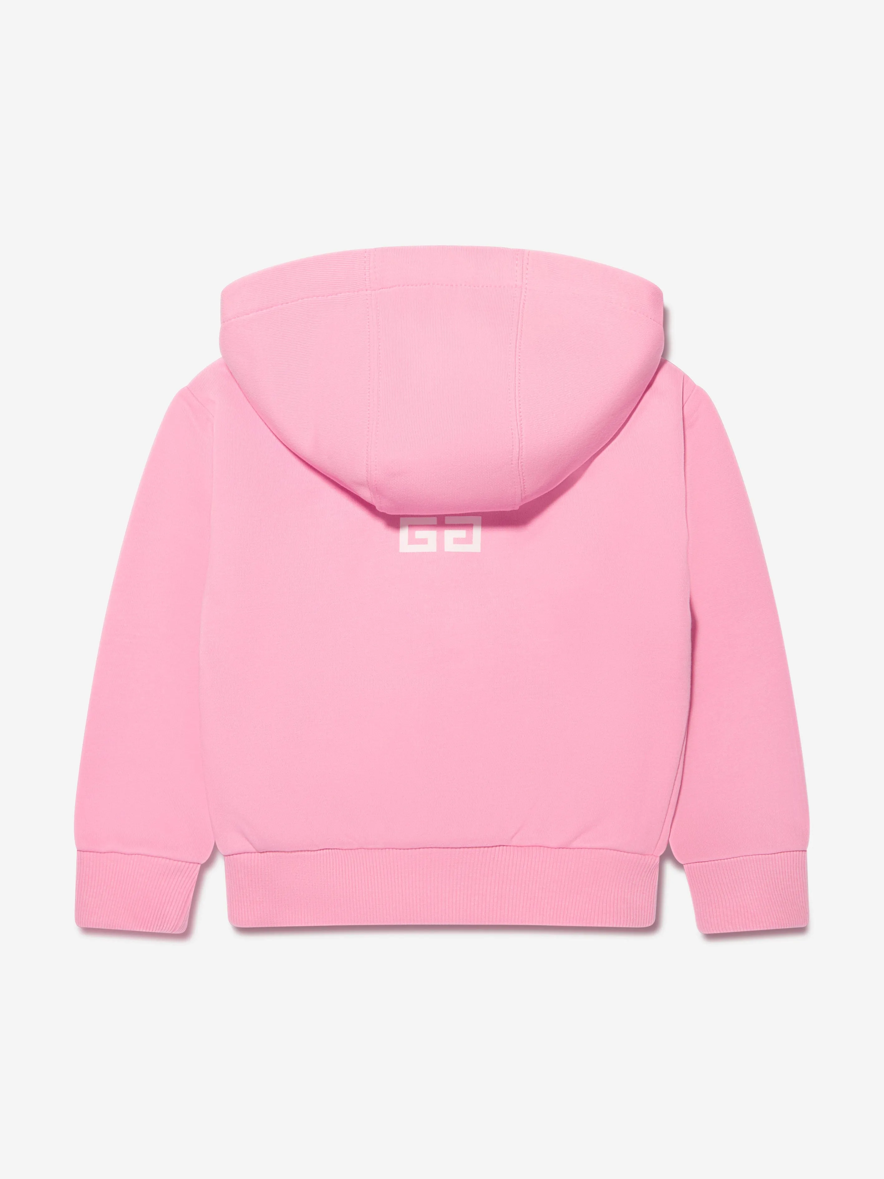 Givenchy Girls Logo Print Zip Up Hoodie in Pink