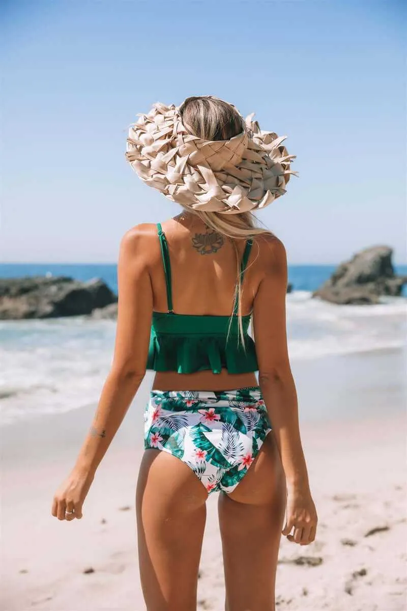 Glow Chic's Fashion Printed Ruffle Swimsuit