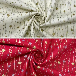 Gold and Silver Stars Cotton Fabric