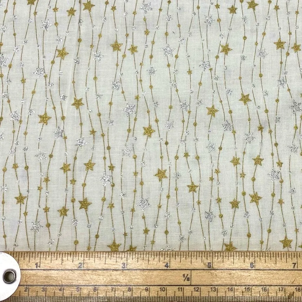 Gold and Silver Stars Cotton Fabric