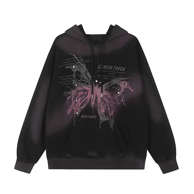 Gradient Butterfly Print Hoodie / グラデーション バタフライ プリント パーカー